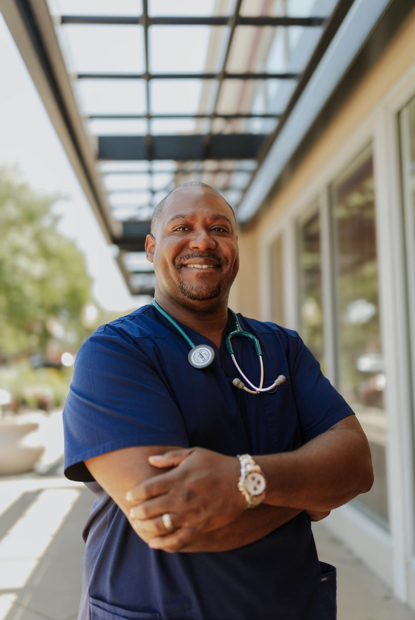 Keith, RN — founder of The Nurse Code, in scrubs with a stethoscope